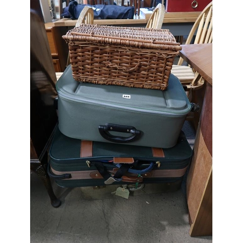 644 - QTY OF CASES AND A WICKER BASKET