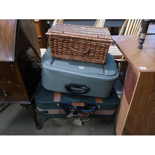 644 - QTY OF CASES AND A WICKER BASKET