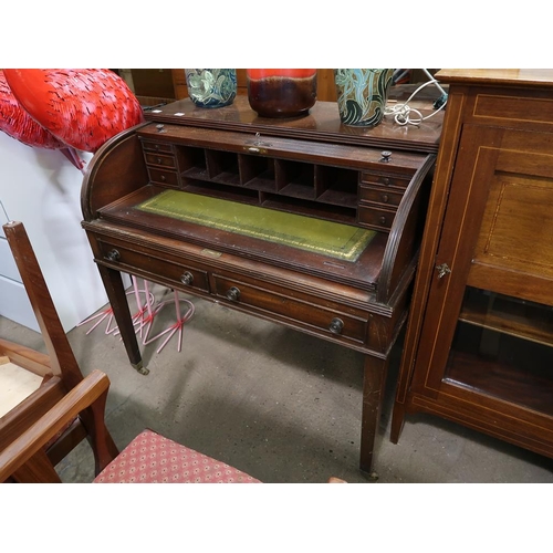 666 - MAHOGANY TAMBOUR FRONTED DESK
