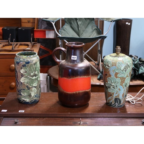 667 - THREE POTTERY ITEMS