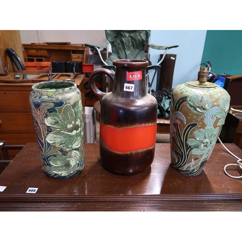 667 - THREE POTTERY ITEMS