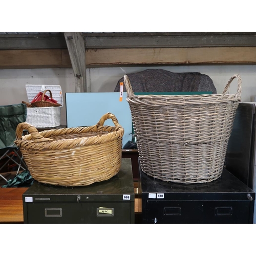 671 - TWO WICKER BASKETS