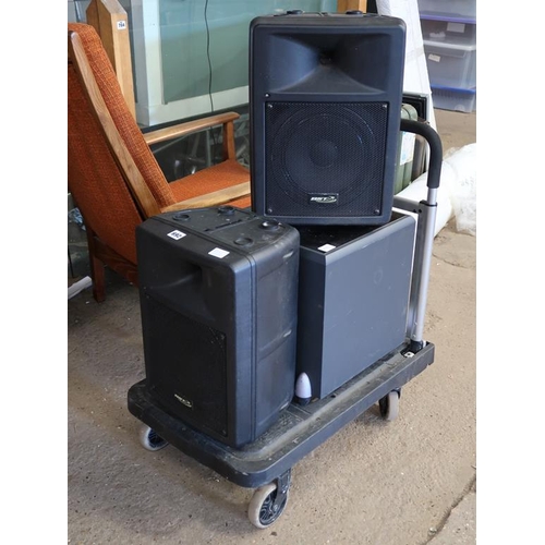 692 - QTY OF SPEAKERS AND A TROLLEY