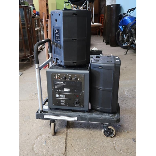 692 - QTY OF SPEAKERS AND A TROLLEY