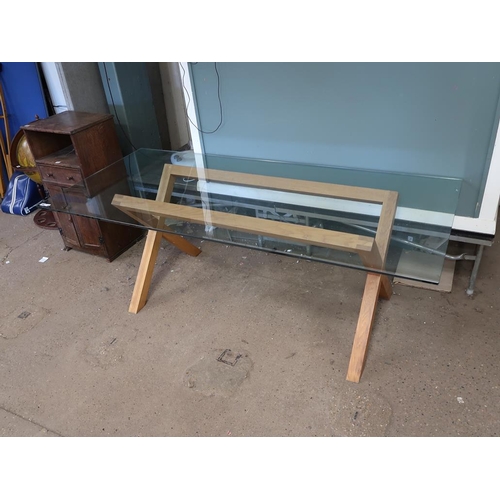 706 - GLASS TOP DINING TABLE