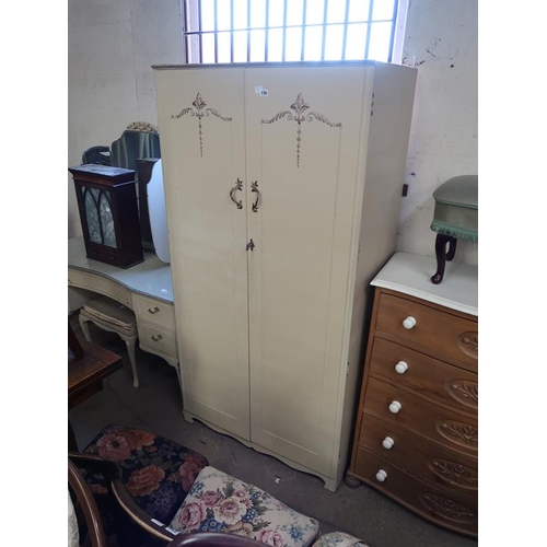 730 - CREAM AND GILT WARDROBE