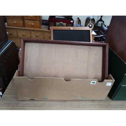 790 - BOX OF PICTURE FRAMES AND TRAYS
