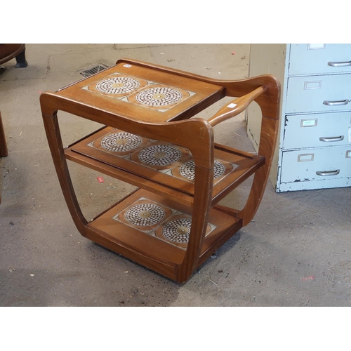 823 - TEAK TILE TOP TEA TROLLEY