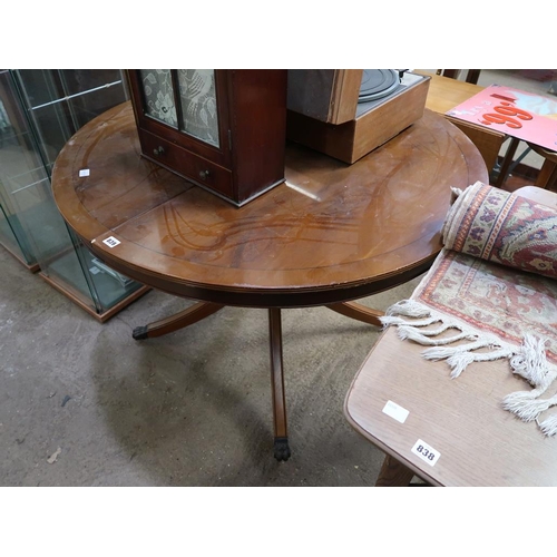 839 - YEW WOOD EXTENDING DINING TABLE