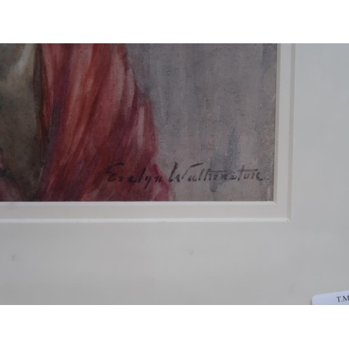 1359 - EVELYN WALTHENITORE - PORTRAIT OF A LADY, SIGNED WATERCOLOUR, F/G, 33CM X 27CM