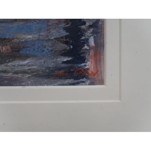 1364 - JOHN FISHER - GOLD AND CEIULEAN BY THE VEGETABLE MARKET, VENICE, SIGNED F/G, 24CM X 19CM