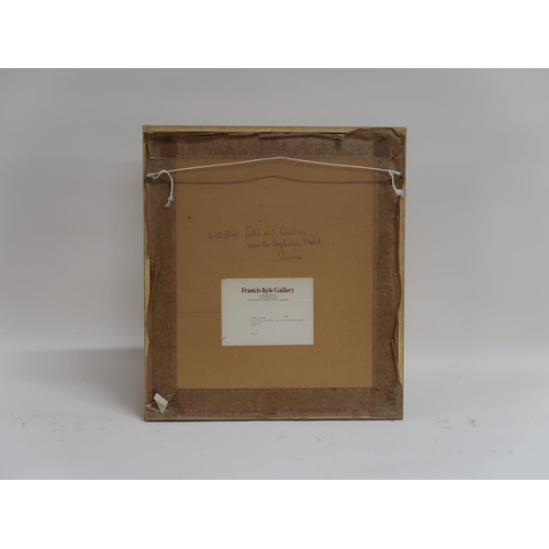 1364 - JOHN FISHER - GOLD AND CEIULEAN BY THE VEGETABLE MARKET, VENICE, SIGNED F/G, 24CM X 19CM