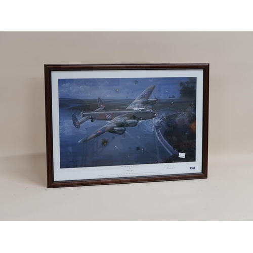 1369 - FRAMED WW2 DEPICTION - EYE OF THE STORM, THE DAMBUSTERS BY PHILIP E WEST, F/G, 47CM X 68CM