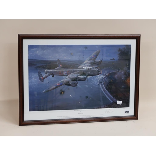 1369 - FRAMED WW2 DEPICTION - EYE OF THE STORM, THE DAMBUSTERS BY PHILIP E WEST, F/G, 47CM X 68CM