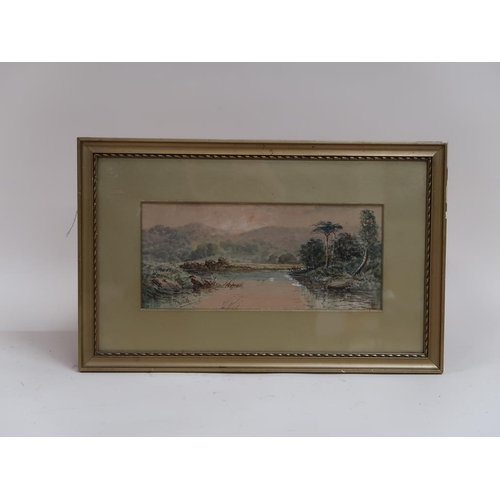 1380 - G MURRAY? - PAIR, LATE 19C RIVERSCAPES, WATERCOLOUR, F/G, 12CM X 26CM