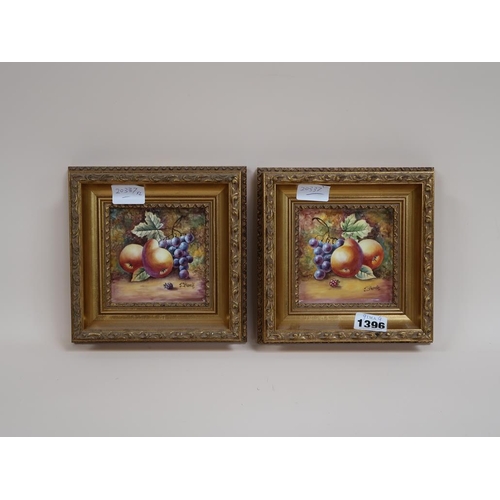 1396 - PAIR - JAMES SKERD, PAINTED ON PANELS, FRAMED, 9CM X 9CM
