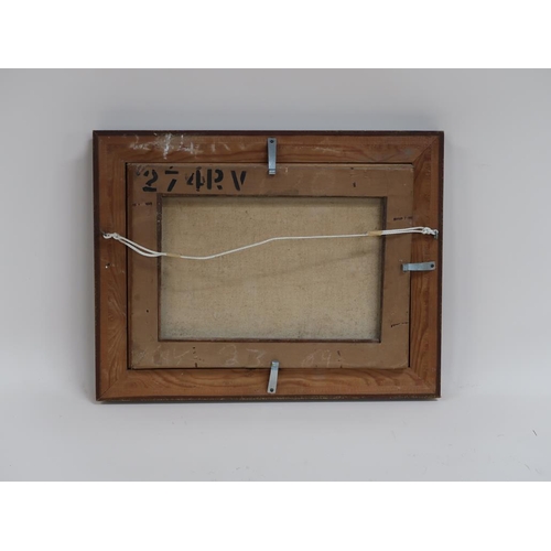 1397 - 19C PAINTING OF CHINESE JUNK, OIL ON CANVAS, 19CM X 28CM