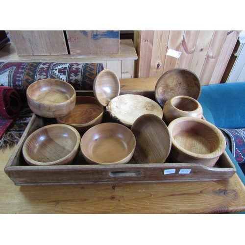 741A - QTY OF WOODEN BOWLS AND A TRAY
