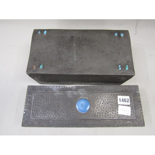 1462 - TWO PEWTER CASED JEWELLED BOXES, 31CM & 26CM W