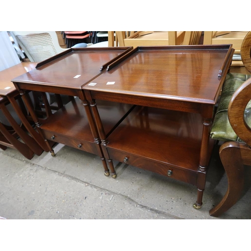 573 - TWO MAHOGANY TWO TIER OCCASIONAL TABLES