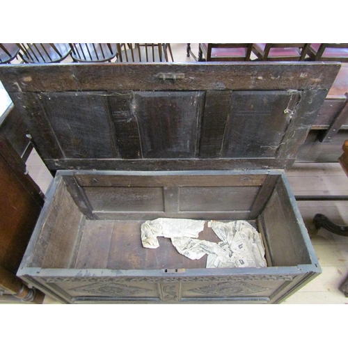 18c OAK THREE PANEL COFFER