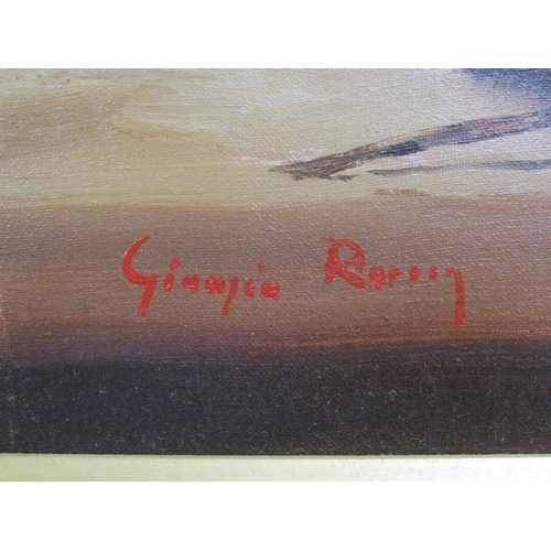 1224 - SINGED INDISTINCTLY - SPRAY OF ROSES, OIL ON CANVAS, FRAMED, 19CMX 39CM