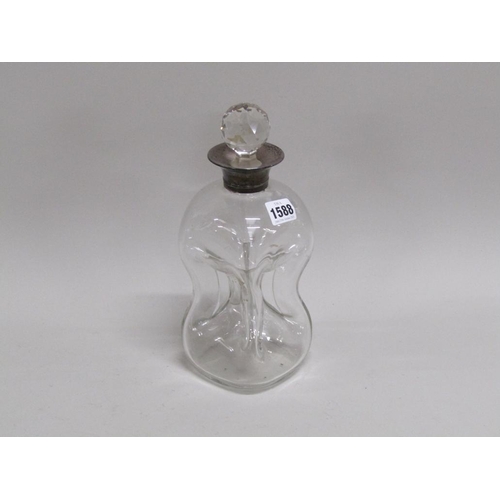 1588 - SILVER NECKED GLASS DECANTER