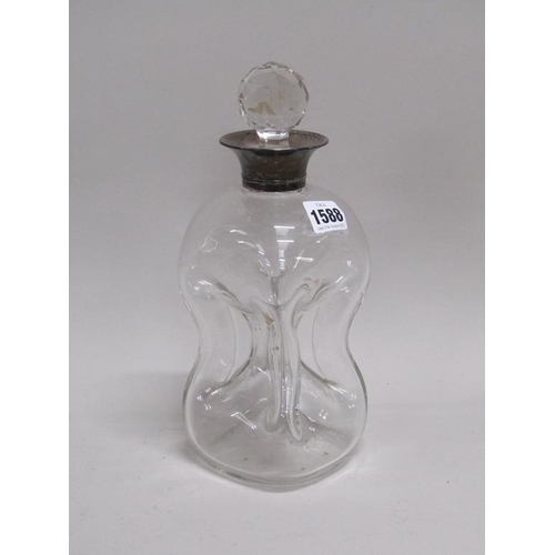 1588 - SILVER NECKED GLASS DECANTER