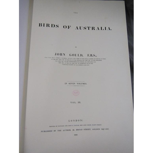 1264 - THE BIRDS OF AUSTRALIA BY JOHN GOULD IN SEVEN VOLUMES, BEING VOLUMES 1-4.  PRINTED IN LONDON 1848 AN... 
