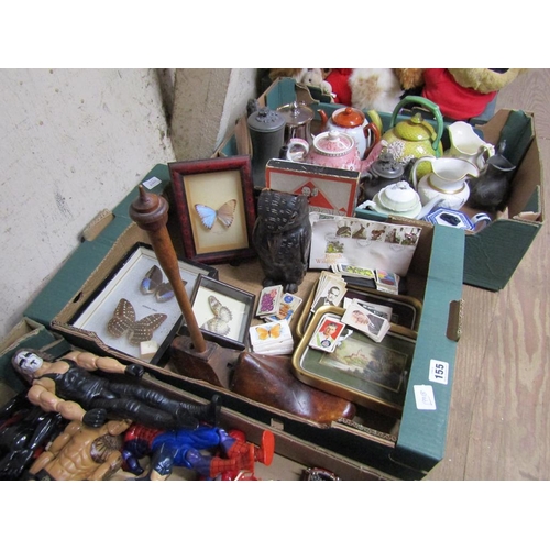 155 - BOX OF BUTTERFLY PICTURES, SHOELASTS ETC