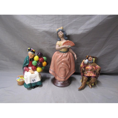 51 - TWO ROYAL DOULTON FIGURES; ONE OTHER