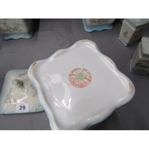 29 - SUGAR, SALT, RICE POTS ETC