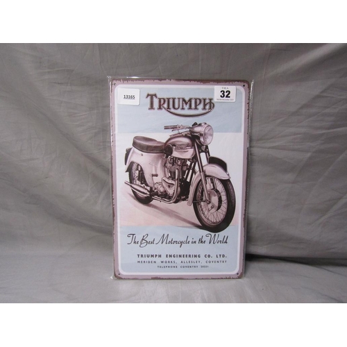 32 - REPRO TRIUMPH MOTORCYCLE SIGN
