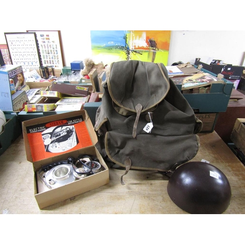427 - RUCKSACK, HELMET, CAR KETTLE