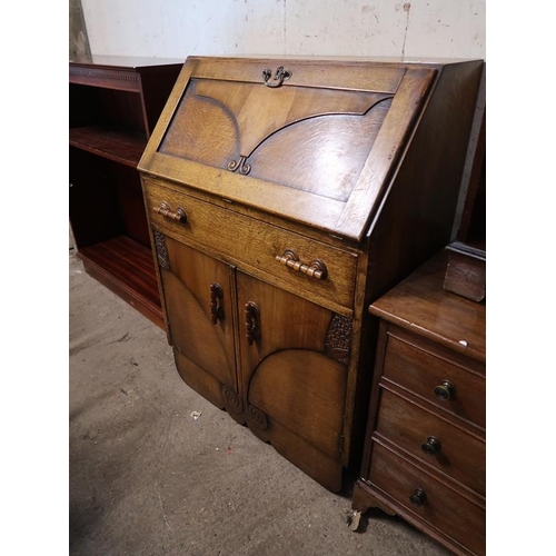 557 - OAK BUREAU BOOKCASE