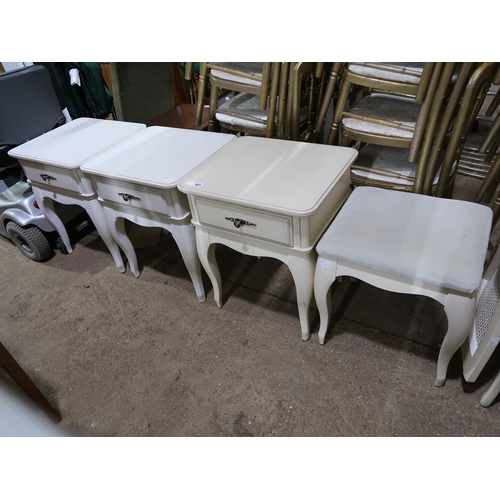 831 - THREE BEDSIDE CHESTS; STOOL