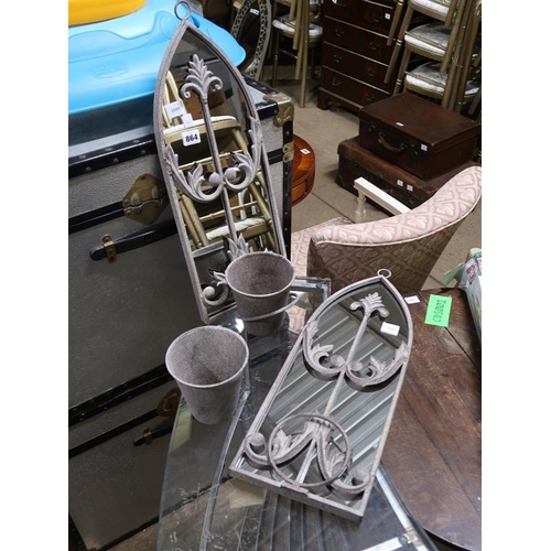 864 - TWO GARDEN POT MIRRORS