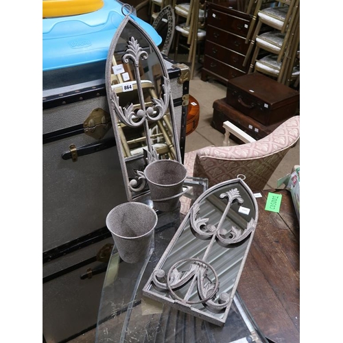 864 - TWO GARDEN POT MIRRORS