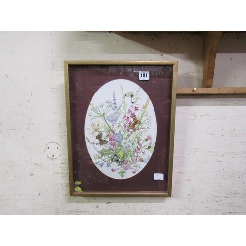 191 - WATERCOLOUR BUTTERFLIES AND FLORAL F/G