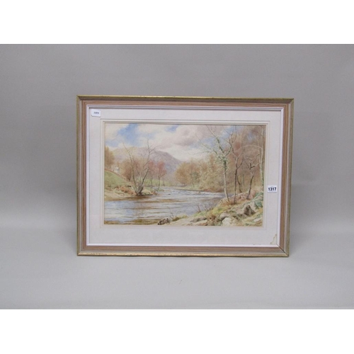 1317 - W NOEL JOHNSON - AUTUMN RIVER VALLEY, SIGNED WATERCOLOUR, F/G
