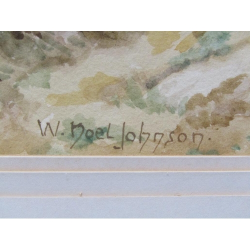 1317 - W NOEL JOHNSON - AUTUMN RIVER VALLEY, SIGNED WATERCOLOUR, F/G