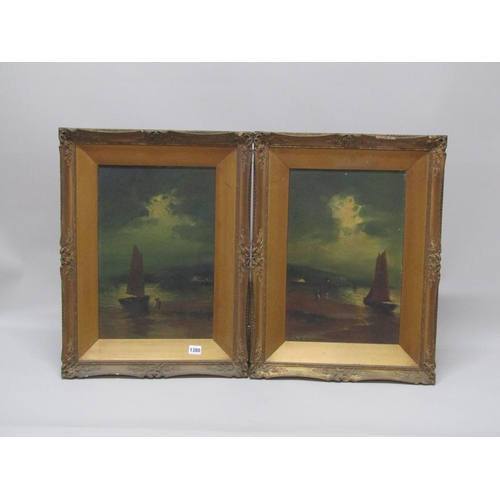 1380 - RICHARD JACK - PAIR, MOONLIT COASTAL SCENES, SIGNED OIL ON BOARDS, FRAMED