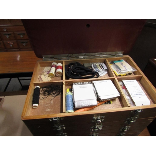 2031 - NEEDLEWORK CHEST AND CONTENTS