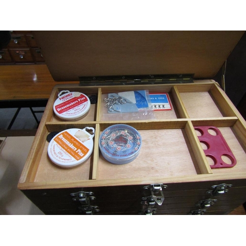 2031 - NEEDLEWORK CHEST AND CONTENTS