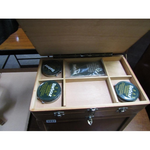 2031 - NEEDLEWORK CHEST AND CONTENTS