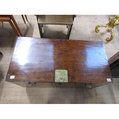 2050 - VICTORIAN MAHOGANY METAL BOUND TRUNK 55 x 88 cms