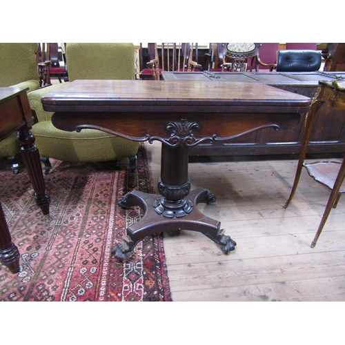 2066 - WILLIAM IV ROSEWOOD FOLD OVER CARD TABLE 73 x 92 cms