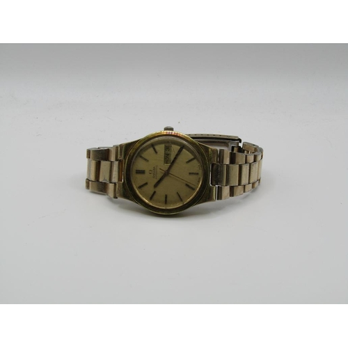 1608 - VINTAGE GOLD TONED OMEGA GENEVE AUTOMATIC DAY DATE WATCH