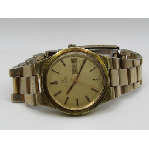 1608 - VINTAGE GOLD TONED OMEGA GENEVE AUTOMATIC DAY DATE WATCH