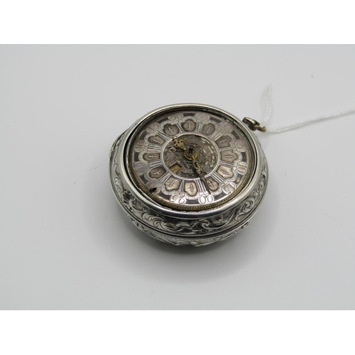 1611 - LATE 18C GRAHAM OF LONDON HOUR STRIKING POCKET WATCH WITH ENAMELLED PAIR CASE WITH WATCH MAKERS TICK... 